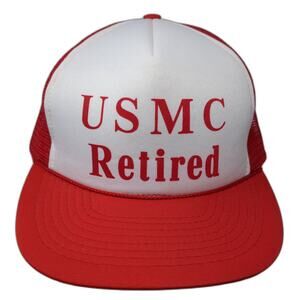 USMC Retired Snapback Trucker Hat Red L Mesh Back Rope Designer Award Headwear